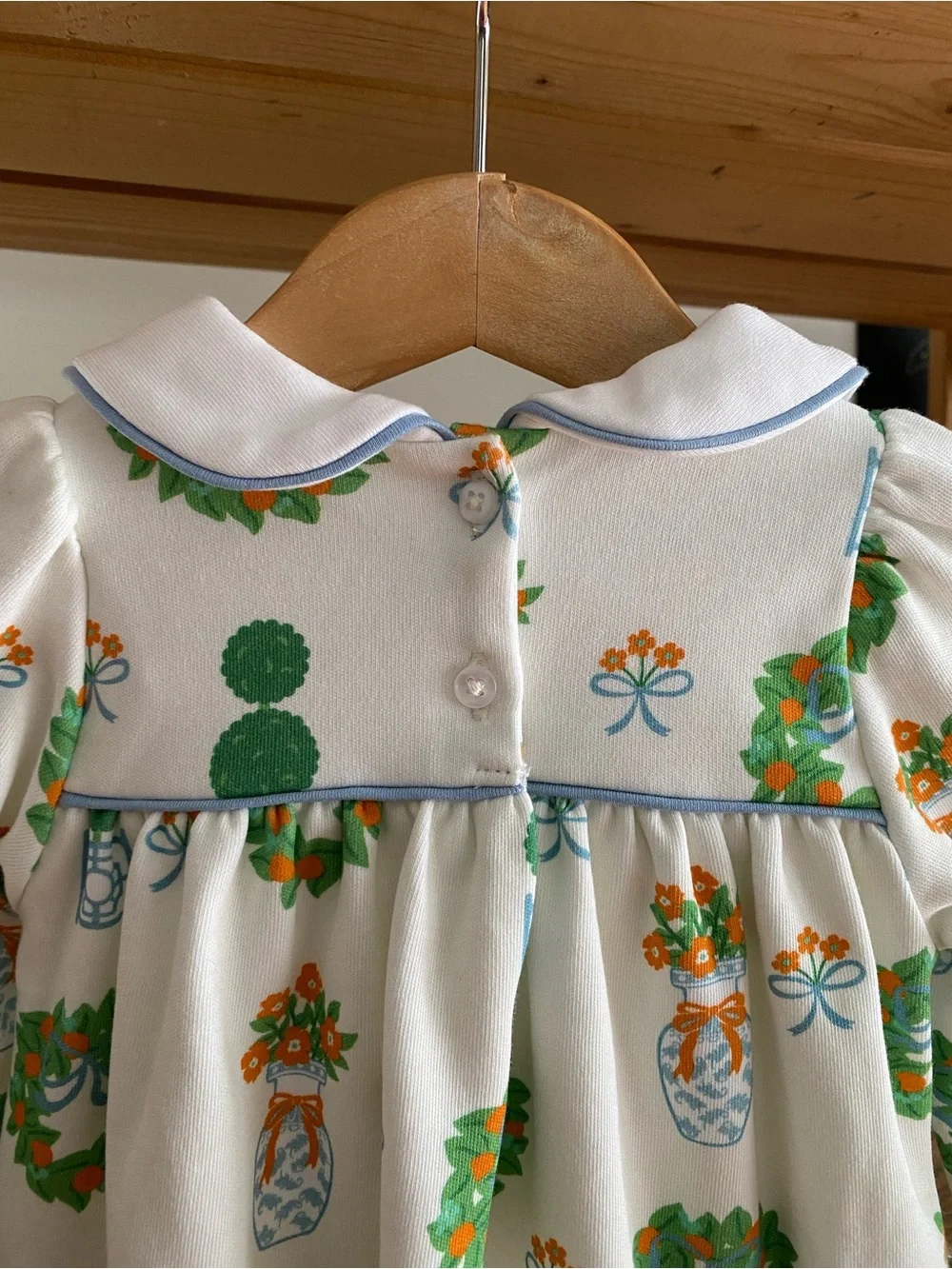 TBBC The Beaufort Bonnet Company Maerin Fitz Frock Dress White Blue 6-12 months